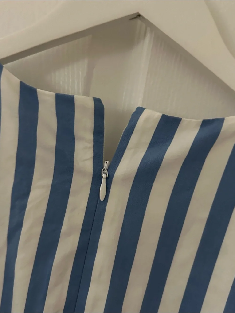 Blue and White Striped Midi Dress